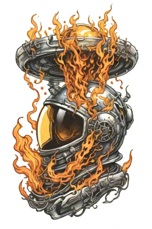 Space Helmet Engulfed In Flames