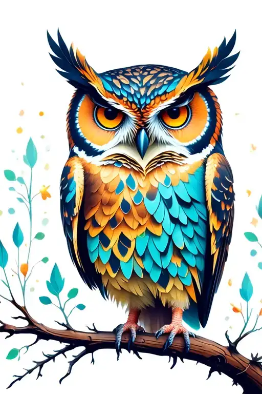 Owl Mystical Forest Scene