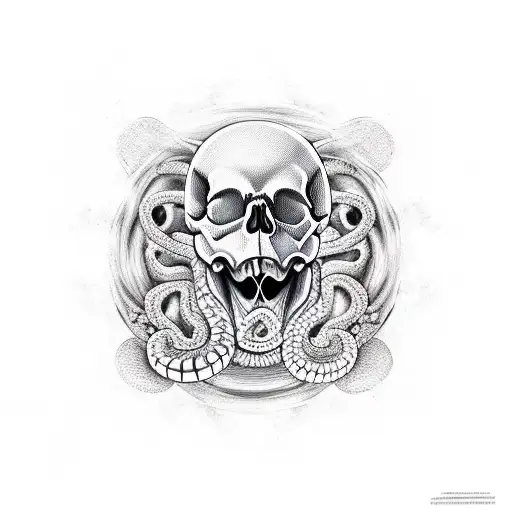 Skull With Snakes Coming Out Of It