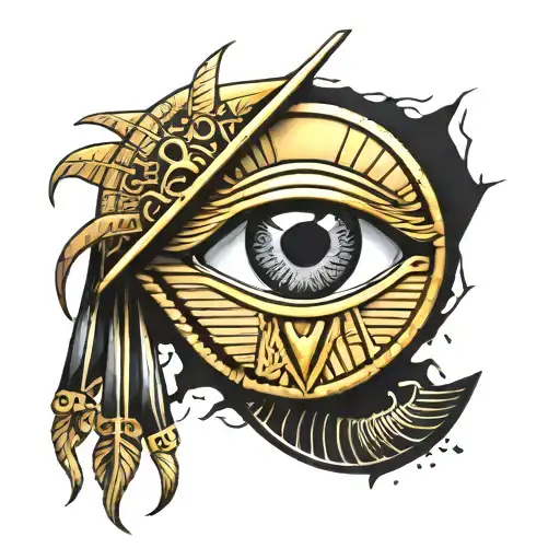 Egyptian Flag And Illuminati Eye Symbol