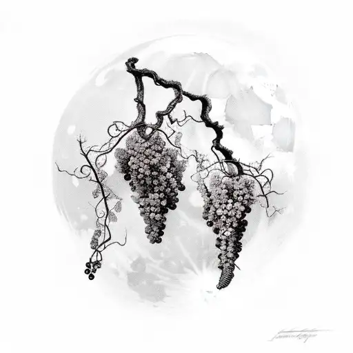 Grape Vine Haning By Its Roots From A Full Moon