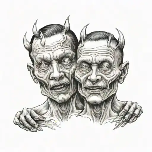 Siamese Twin Head Gore Monster Bad Side And Good Side