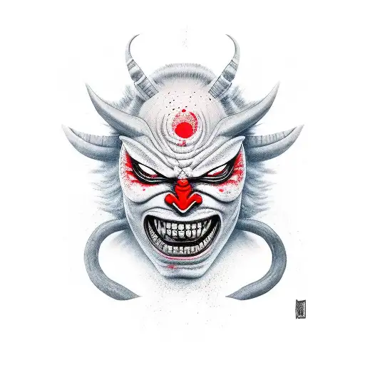 Oni Mask Red Face Black Aura