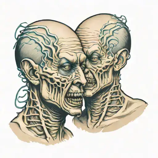 Siamese Twin Head Gore Monster Bad Side And Good Side