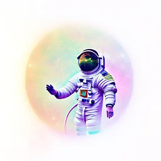 Astronaut In The Space With Pink And Purple Colors