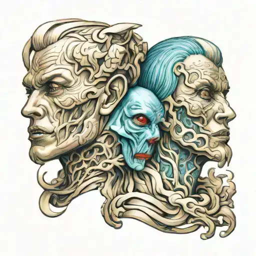 Siamese Twin Head Gore Monster Middle Angel Middle Demon