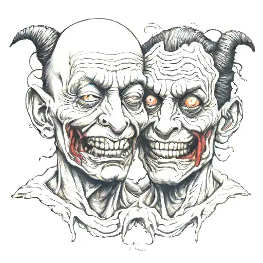 Siamese Twin Head Sewn Creepy Franckenstein Monster