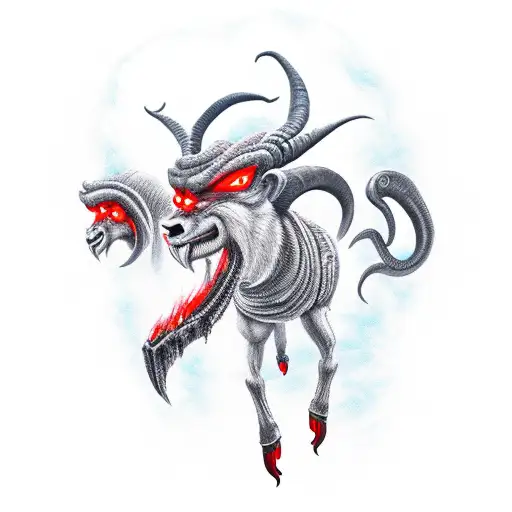 An Evil Fire Ram Standing On The Edge Of A Cliff On A Red Background