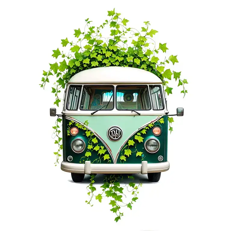 Hippie Bus With Ivy Vines