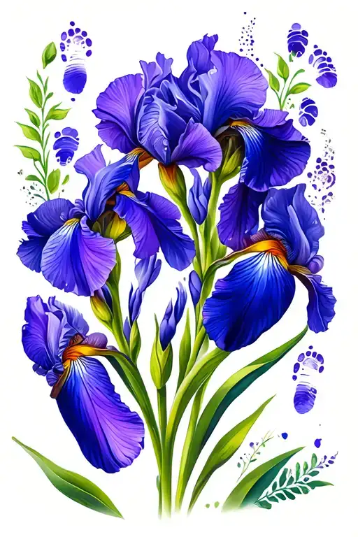 Iris Flowers W Baby Foot Prints