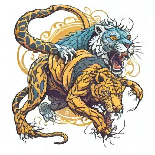 Battle Between Lion Python And Bear