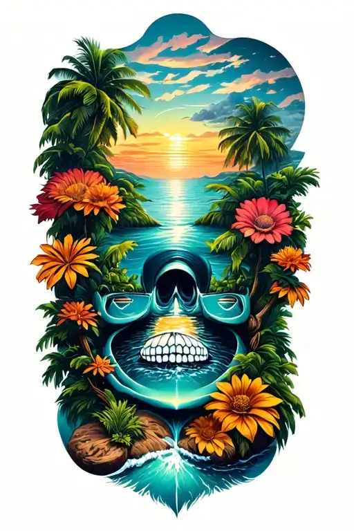 Travel Tattoo Design Combining