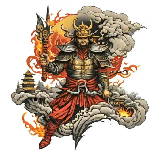 Samurai Burning Temple