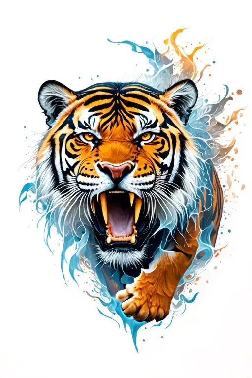 Tiger Tearing Through Skin