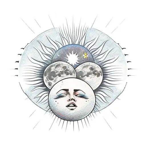 Moon And Sun Devil And Angel