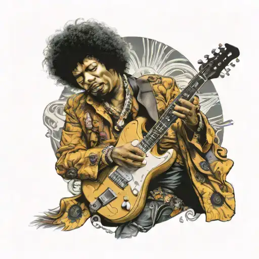 Jimi Hendrix Playing A Guitar With His Jacket