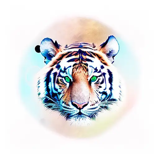 Sun Tribal Marks With Tiger Face In The Center Shoulder