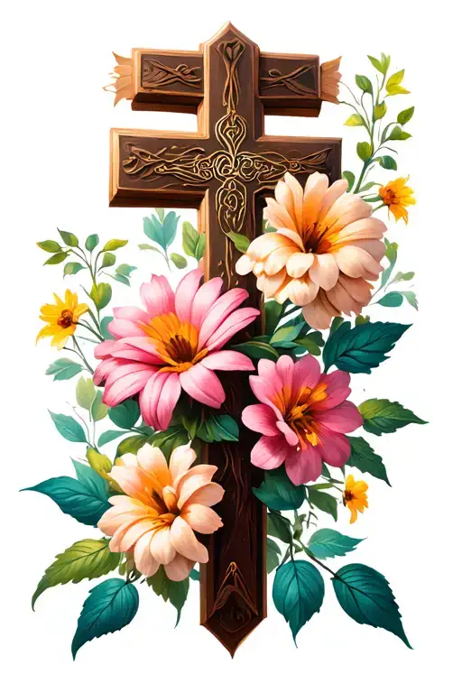 Flowers And Crosses Jesus Cross