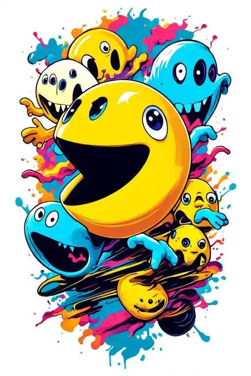 Pacman Chasing 4 Ghosts