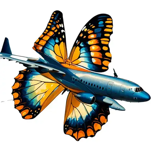 Butterfly And A Airplane Soaring