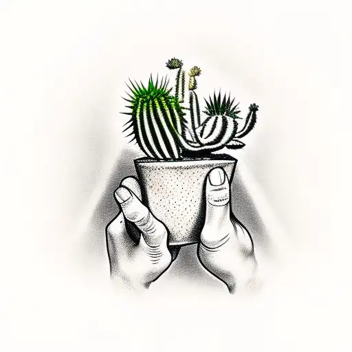 Alient With Cactus In His Hand