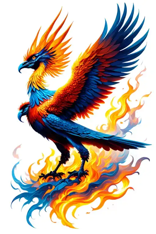 Slim Phoenix Rising From The Ashes Symbolizing Rebirth