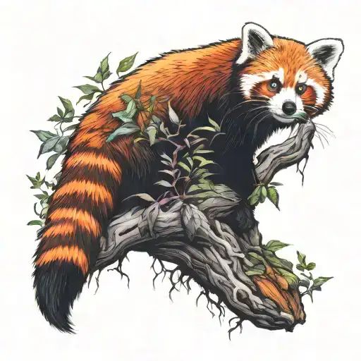Magic Red Panda In Dark Forest
