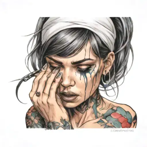 Sad Sexy Girl Crying And Mad With Long Nails And Pretty Hair