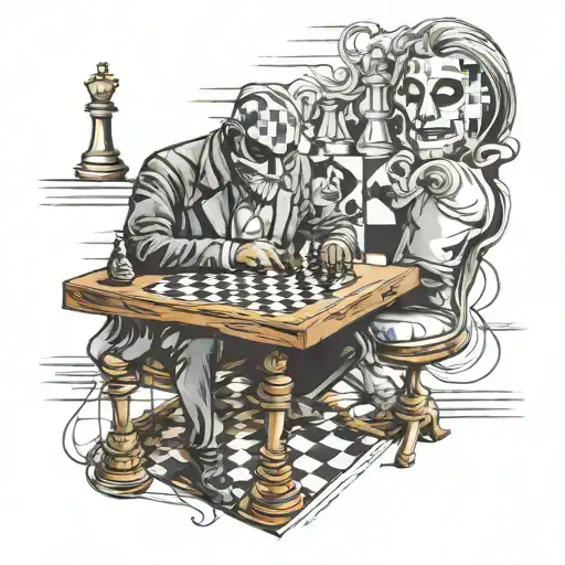 Man In Anonymous Mask Playing Chess Against Illumanati