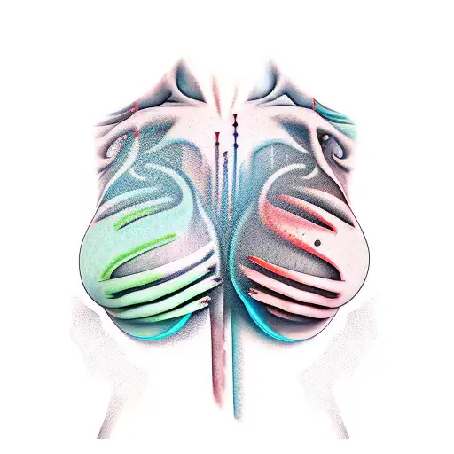 Wound Tatto With Hand Coming Out From Shoulder Blades And Reach For My Breast