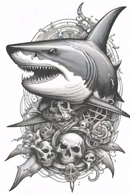 Shark With Skull And Crossbones