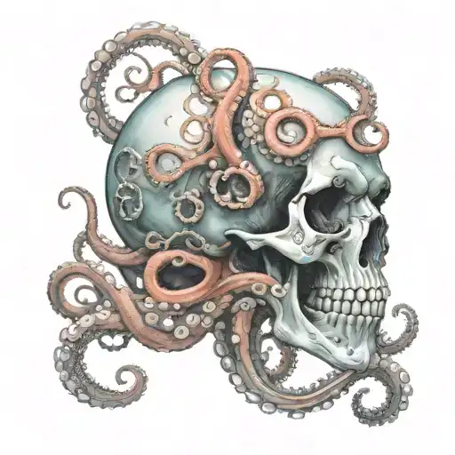 Tentacles Of Octopus Emerging From A Skull