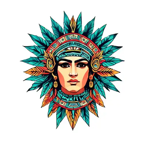 Aztec Pattern Full Neck Tattoo Design