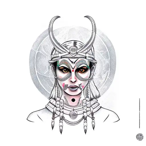 Spartan Chola Woman With An Owl And A Moon Smoking