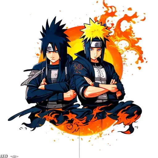 Naruto Sleeve With Sharingons Sasuke And Itachi Uchiha