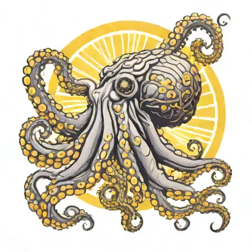 Octopus With Sun As Brain And Each Tentacle Is A Different Planet