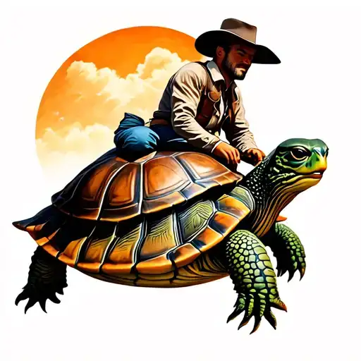 Cowboy Riding A Turtle