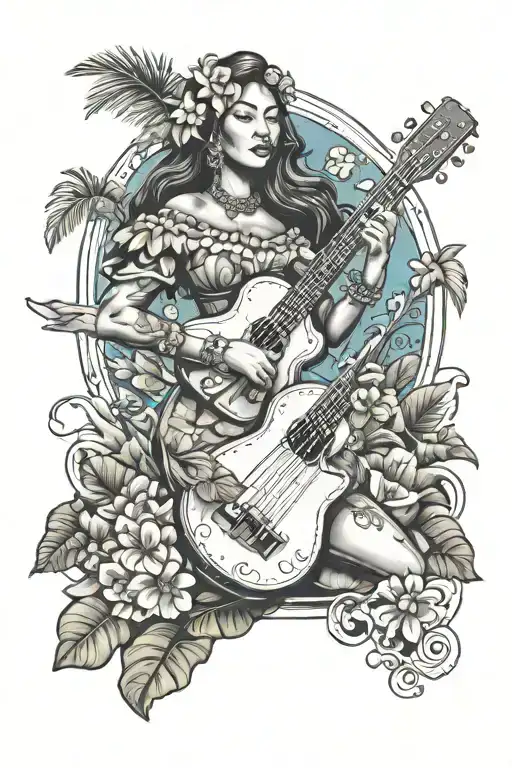 Hawaiian Goddess With Ukulele