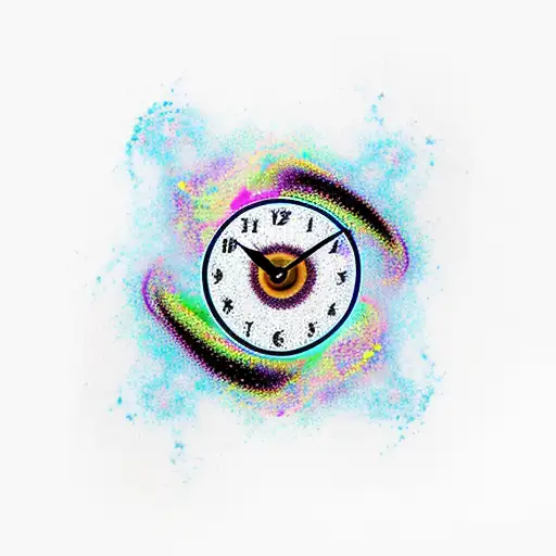 Vibrant Black Hole Sucking In A Clock And A Beach