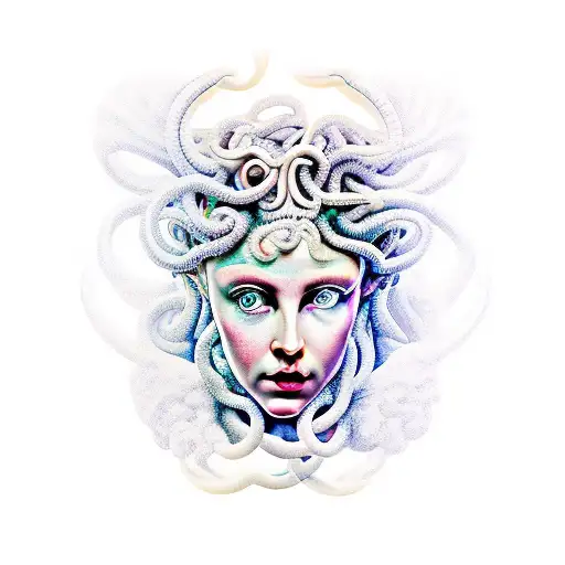 Medusa From Greek Mythology With The Illuminated Symbol