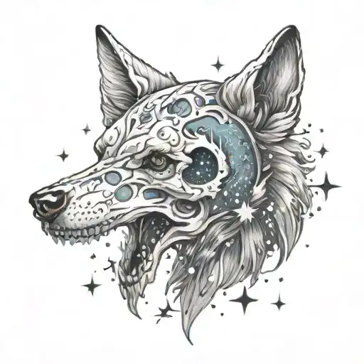 Wolf Skull Galaxy Filled With Stars