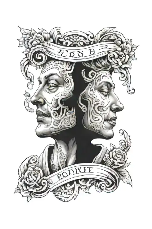 A Renaissance-inspired Portrait With A Subtle Teeth Bite Motive Incorporated Into The Design