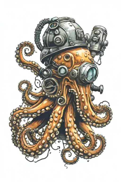 Octopus With Diver Helmet