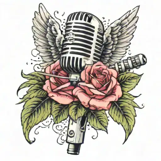 Vintage Mic Vintage Shure 55 Wings In The Background Roses In Front