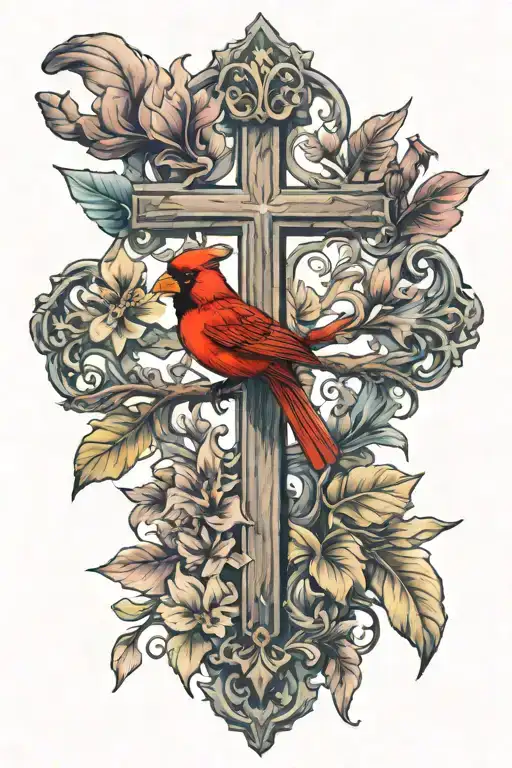 Cross With A Cardinal On Top Of It No Flowers