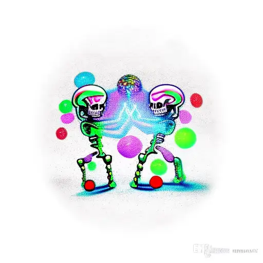 Two Skeleton Dancing Under Disco Ball