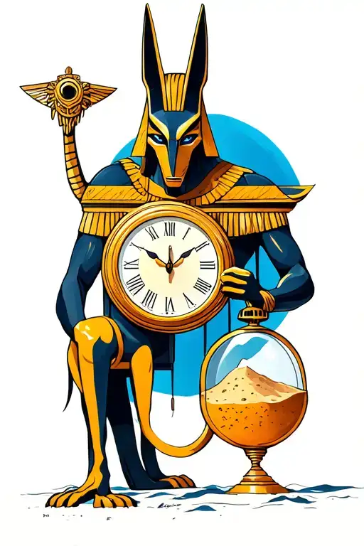 Anubis Holding Sand Clock