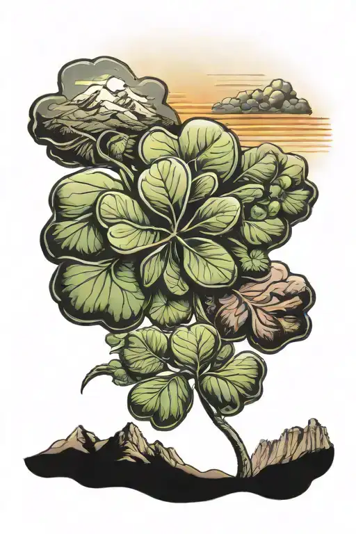 Sierra Nevada Mountains Desert Sunset Sky With Four Leaf Clover And Number 7