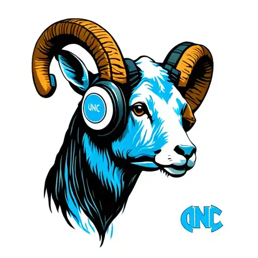 Unc Ram Head Wearing Headphones Listening To Music
