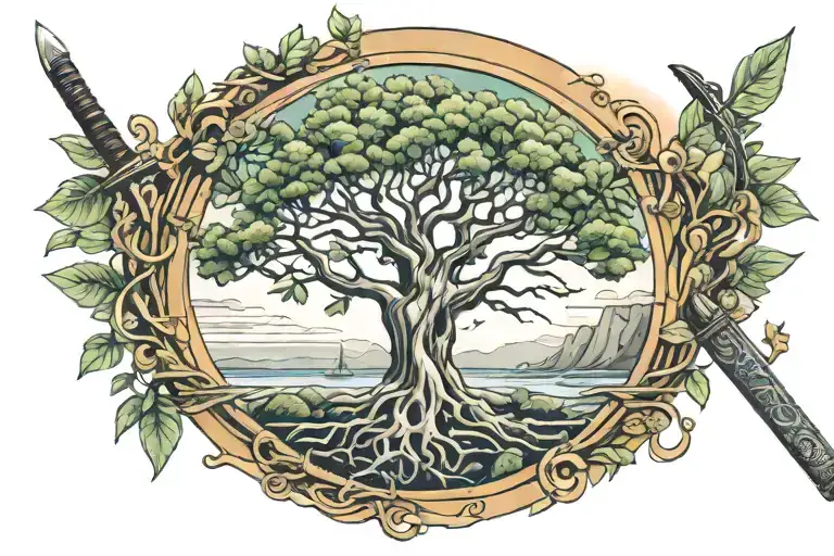 Tree Of Life And Katana Sword